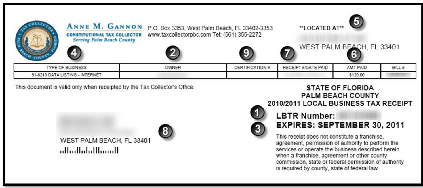 palm beach county business tax receipt phone number Notable Site